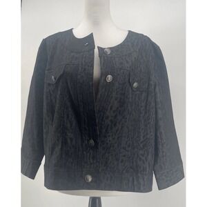 Sandro Dark Cheetah Print Jacket Women's XL **READ** Boho Animal‎ Print Black